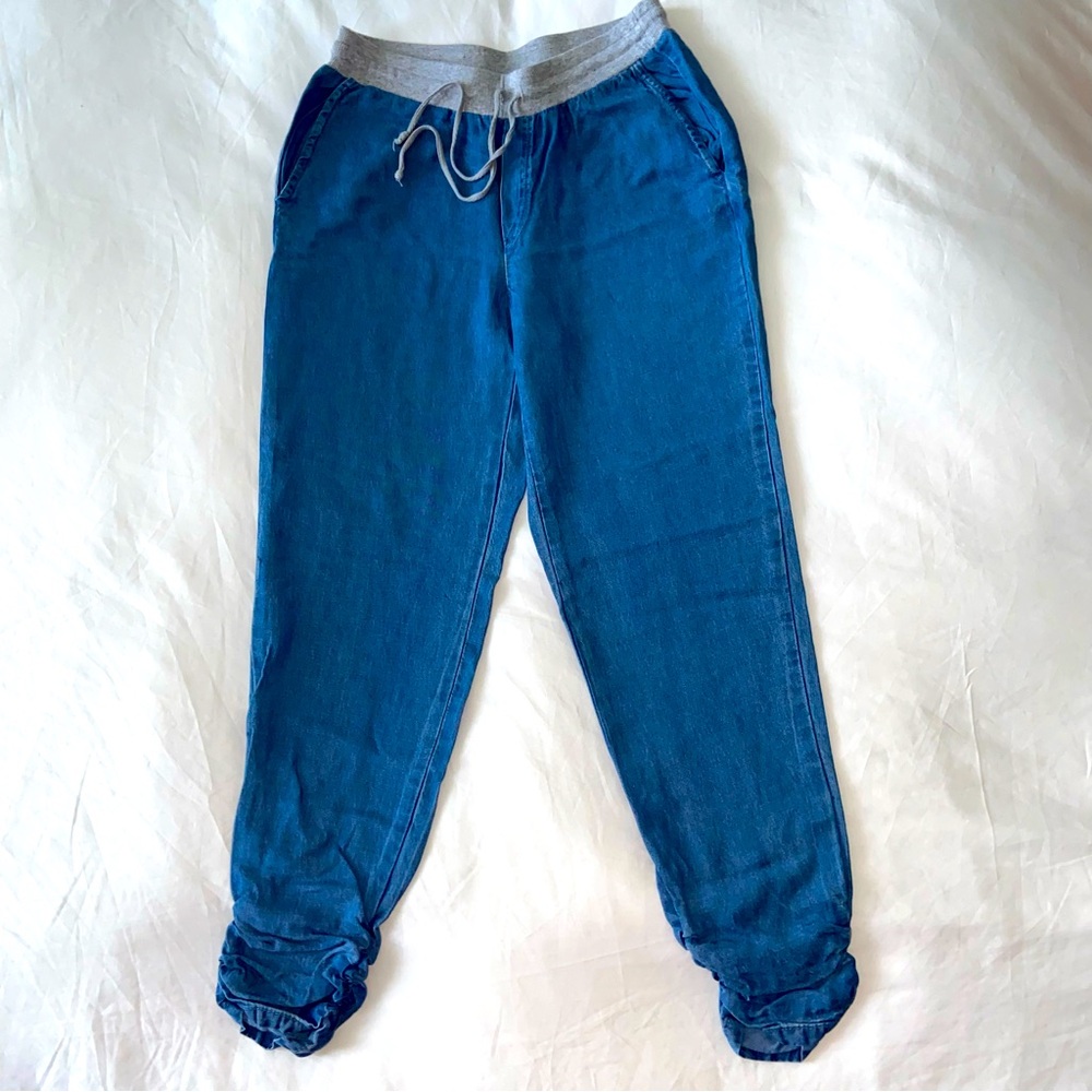 Splendid cotton linen joggers cropped scrunch ankle drawstring lightweight XS